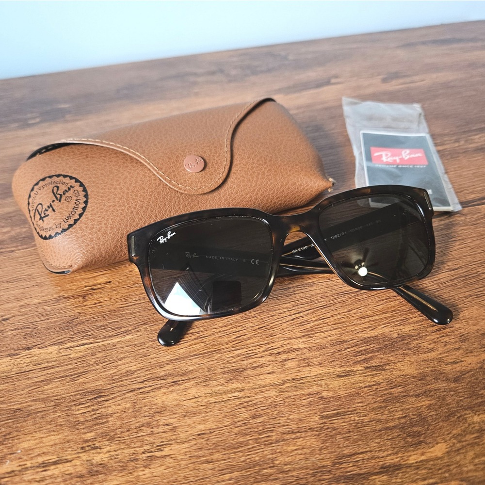 Ray-Ban Jeffrey RB2190 1292/B1 Havana Tortoise Rectangular Sunglasses Italy